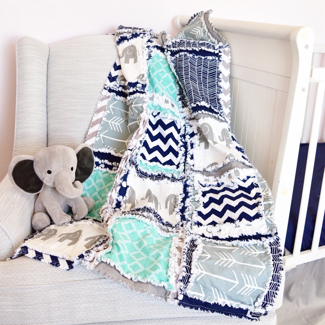 Elephant Rag Quilt Kit Baby Quilt Kit Baby Shower Gift Etsy