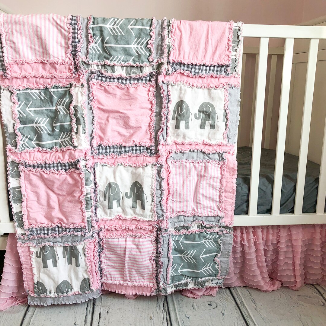 Pink Elephant Rag Quilt Kit, Baby Quilt Kit, Baby Shower Gift Etsy
