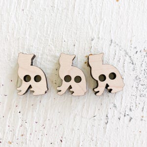 Cat Wooden Buttons, Craft Button, Large Wooden Buttons, Set of 3