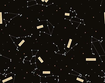 Outer Space Fabric | Constellations Black Glow in the Dark by NASA Cotton – Boy Girl Space Fabric NASA Print Fabric Celestial Quilt Fabric