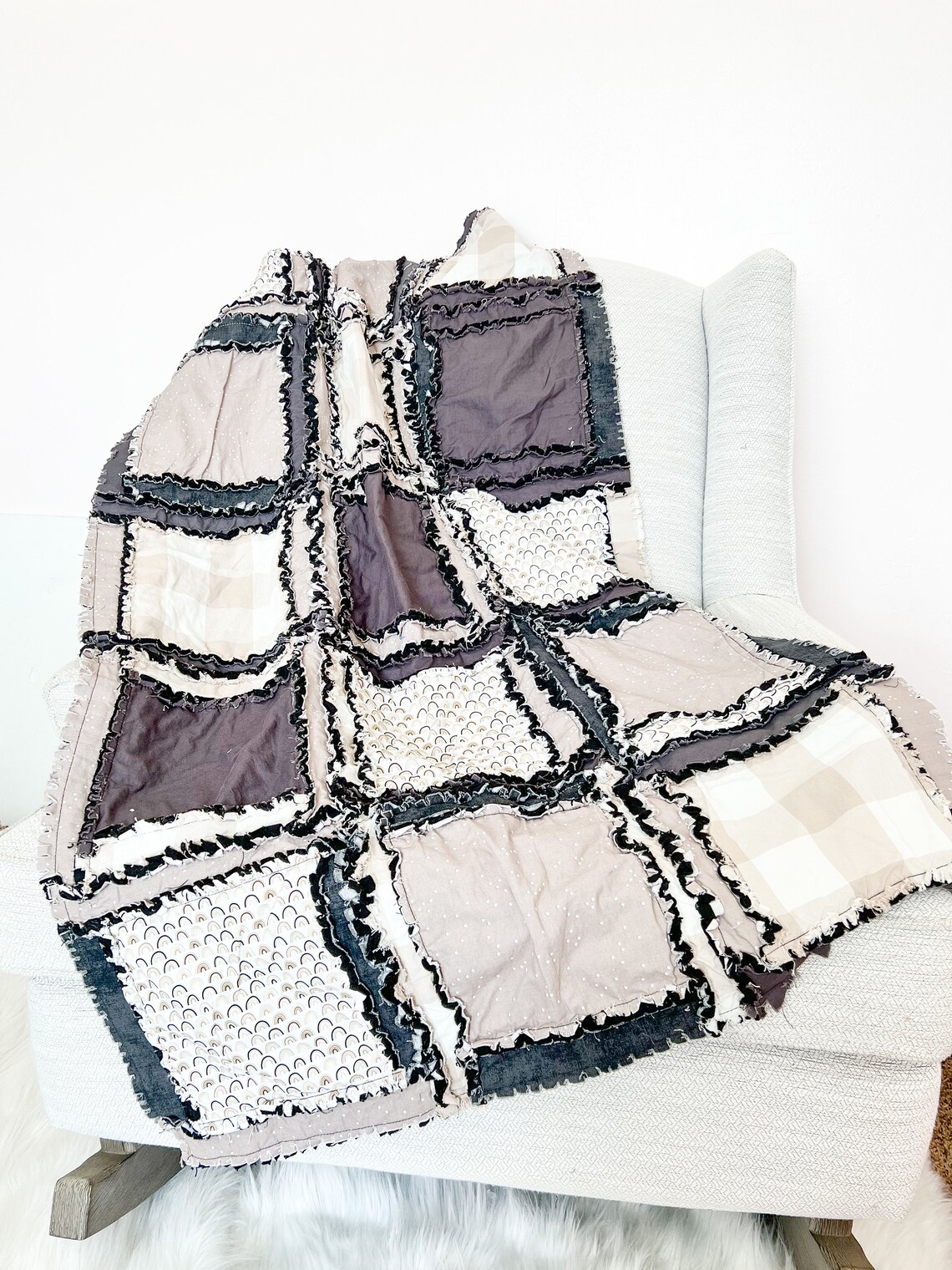 Rag Quilt Kit Baby Quilt Kit Baby Shower Gift Charcoal Etsy