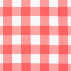 Coral Pink Buffalo Plaid Fabric by the Yard, 1&quot; Squares Carolina Gingham, Cotton Fabric Sale Checkered Gingham Fabric for Quilts & Crafts