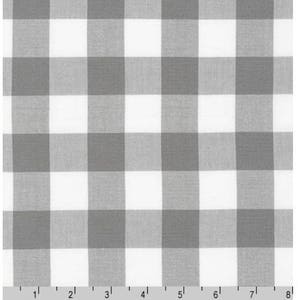 Gray and White Plaid Cotton Fabric by the Yard, Robert Kaufman, Carolina Gingham 1'' P-9811-12 GREY, Gray Gingham Quilting Fabric image 1