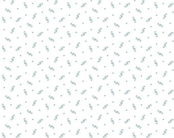 Teal Floral Fabric | Prairie Fiddle Teal | Riley Blake Cotton Yardage | Vintage Ditsy Quilt Fabric Lori Holt | Teal Soft cotton Fabric