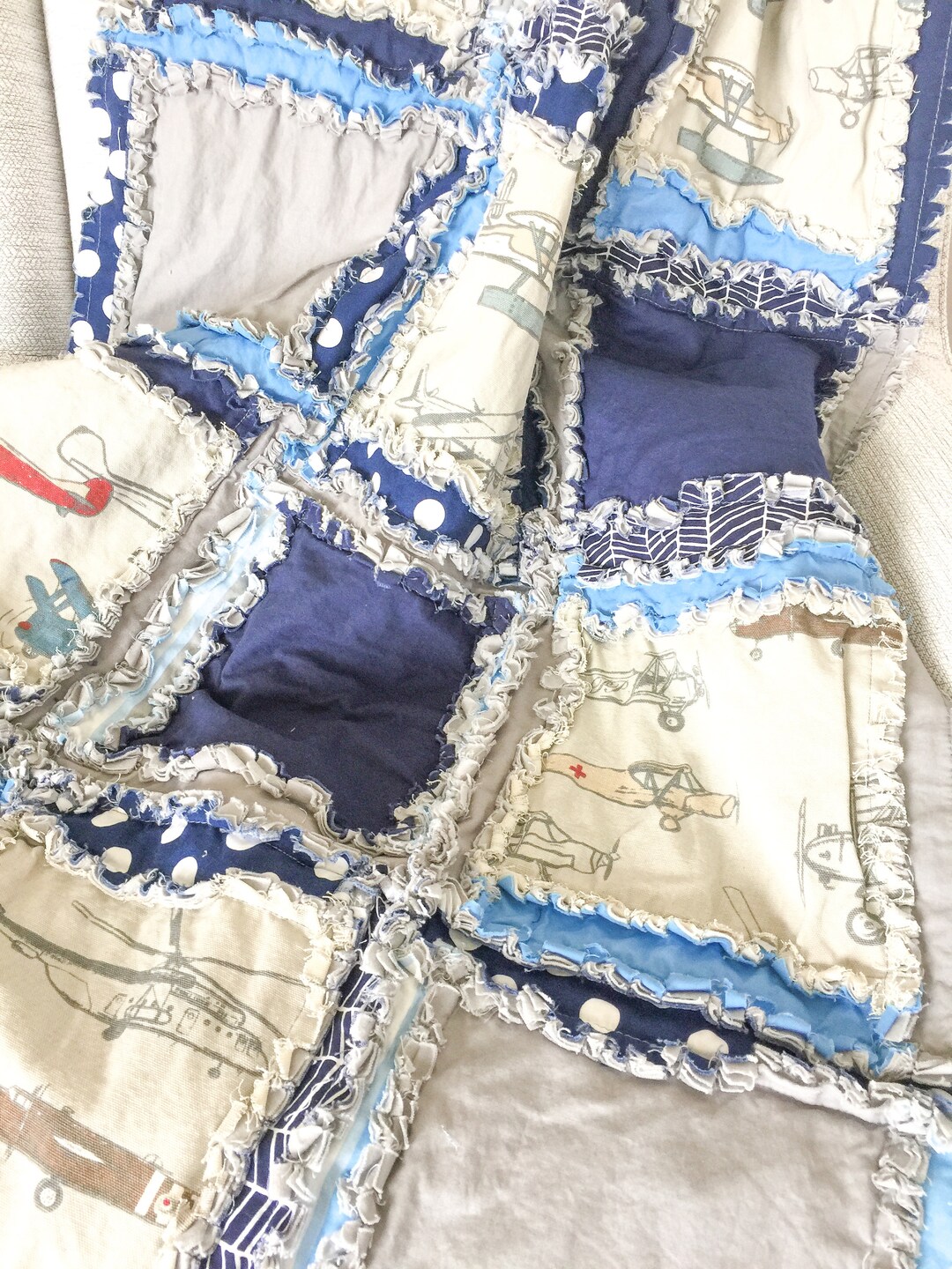 Babyhug Cotton Digital Print Quilt Aeroplane Theme - White