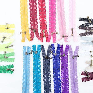 Lace Zippers, Decorative Zipper, 8 inches 20 centimeters, Many Colors Available image 2
