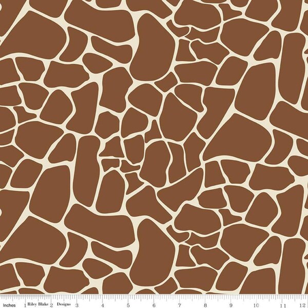 Giraffe Print Cotton Fabric by the Yard, Riley Blake Designs, On Safari Animal Brown Quilting Fabric