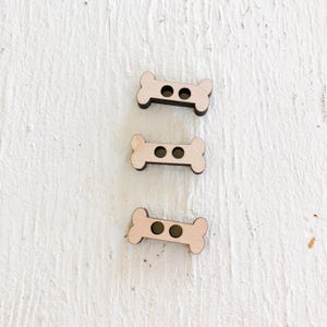 Dog Bone Wooden Buttons, Big Sewing Buttons, Cute Sewing Notion, Set of 3