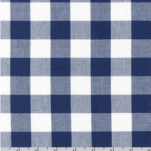 Navy Blue Fabric by the Yard, Carolina Gingham Cotton Fabric Buffalo Plaid Fabric