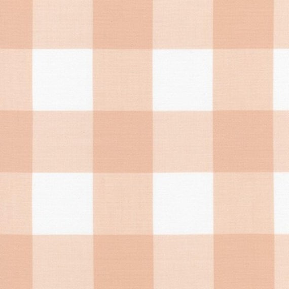 Blush Pink Plaid Fabric, Quilters Cotton Fabric by the Yard, 2 inch Peachy Pink | Blush Check Fabric Pink Checkered Soft Cotton Fabric
