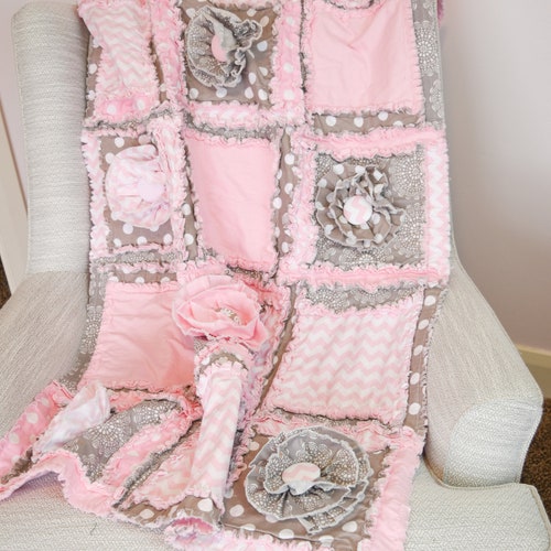 Rag Quilt Kit Baby Girl Quilt Kit Baby Shower Gift Etsy