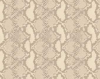 Snake Print Cotton Fabric by the Yard, Tan Quilting Fabric, Riley Blake Fabric