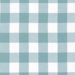 Blue Gingham Fabric, Quilters Cotton Buffalo Plaid Fabric by the Yard, Large Print Fabric image 1