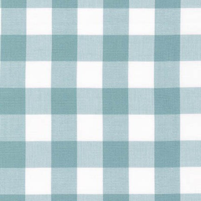 Blue Gingham Fabric, Quilters Cotton Buffalo Plaid Fabric by the Yard, Large Print Fabric image 1