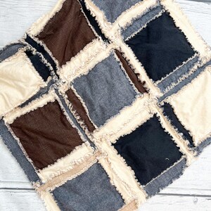 Buffalo Fabric by the Yard, Black & Charcoal Gray Mammoth Flannel Fabric, Large Gingham Print Material