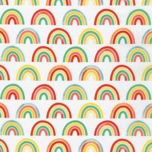 Colorful Rainbow Cotton Fabric by the Yard, Green, Red, Blue, Robert Kaufman, Ann Kelle Bright Days, Novelty Quilting Material