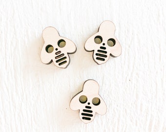 Honey Bee Wooden Buttons, Bumblebee Craft Button, Large Wooden Buttons, Set of 3