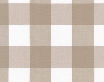 Tan Buffalo Plaid Cotton Fabric by the Yard, Robert Kaufman 2'' Gingham Quilting Fabric, Kitchen Window Wovens Doeskin