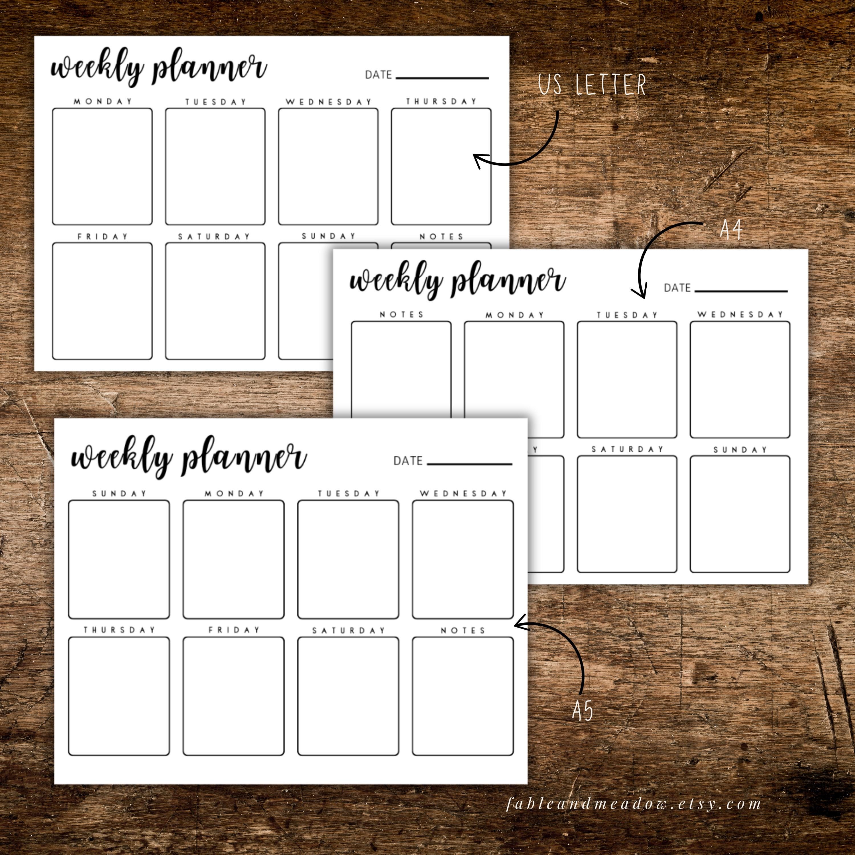 Printable Food Planner Template: Weekly Meal Plan, A4 A5 Letter (PDF ...
