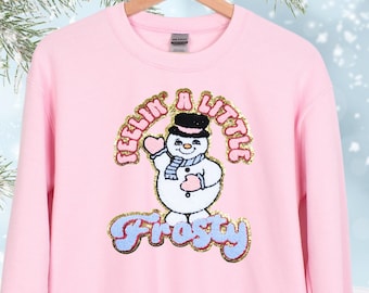 Frosty Chenille Patch Snowman Iron on Patch Christmas Chenille Patch