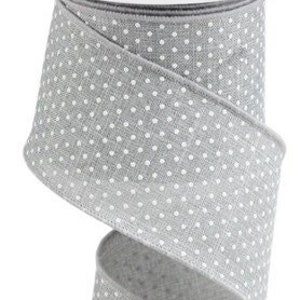 Grosgrain Ribbon Polka Dot Light Pink with White Dots ( W: 3/8 inch | L: 50 Yards )