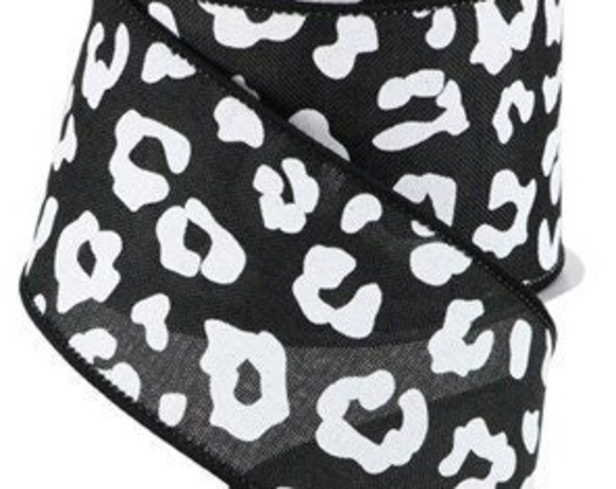 Black Animal Print Leopard Black Fall Cheetah Print Wired Ribbon 2.5 ...