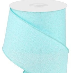 Ice Blue Royal Burlap Ribbon Aqua Wired Ribbon 2.5 Inch Wreath Ribbon Ice Blue