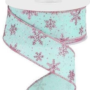 Glitter Snowflake Winter Ribbon Christmas Glitter ribbon Wired Ribbon 1.5 inch wired