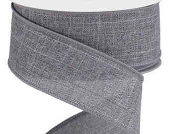 Grey Royal Burlap Ribbon Grey Wired Ribbon 1.5 Inch Wreath Ribbon Gray