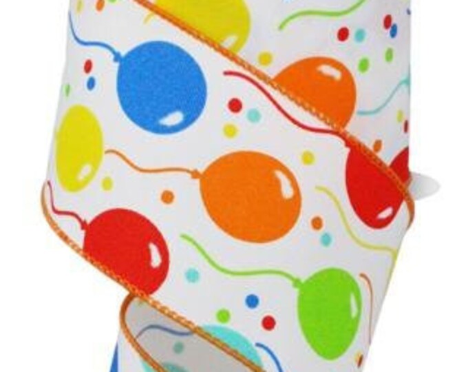 Balloon Ribbon Birthday Ribbon Party Ribbon Wired 2.5 Inch Ribbon - Etsy