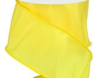 Yellow Dupioni Ribbon Yellow Ribbon 2.5 Inch Wired Ribbon