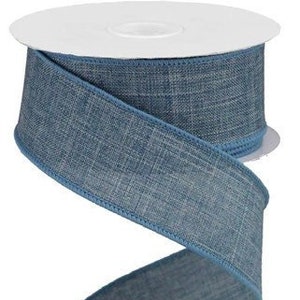 Denim Ribbon Royal Denim Ribbon Royal Burlap  Ribbon Wired Wreath Ribbon 1.5 Inch wired