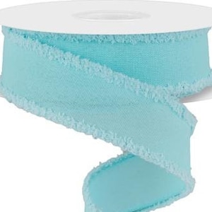 Ice Blue Royal Burlap Ribbon with Drift Aqua Wired Ribbon 1.5 Inch Wreath Ribbon Ice Blue