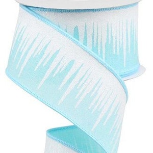 Icicle ribbon Ice Blue Snow ribbon Light Blue Snow Ribbon Icicles Ribbon 2.5 Inch wired ribbon