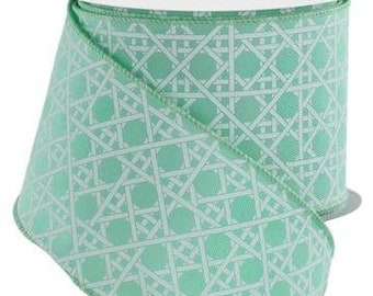 Mint Ribbon Spring Basket Weave Ribbon Mint Wired Ribbon Mint Wired Ribbon Spring Easter Ribbon 2.5 Inch