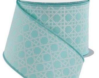 Ice Blue Basket Weave Ribbon Aqua Wired Ribbon Aqua Blue Wired Ribbon Spring Easter Ribbon 2.5 Inch