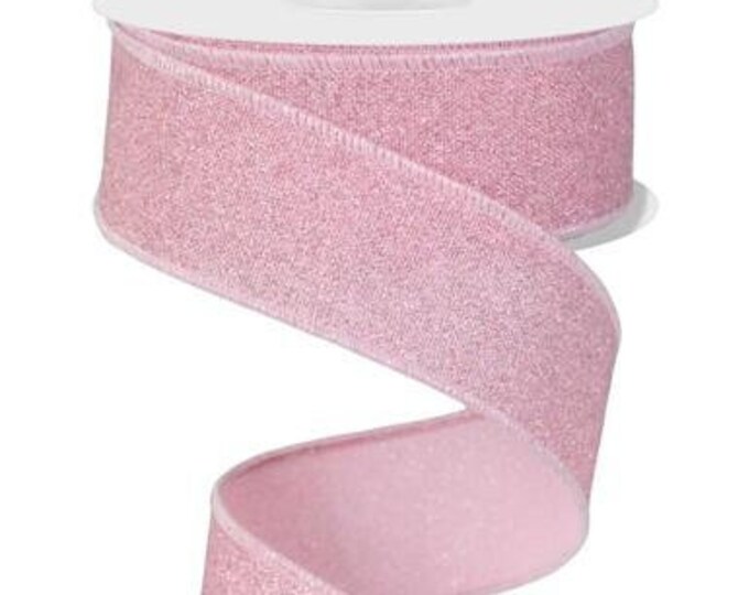 Pink Shiny Ribbon Light Pink Glitter Ribbon Light Pink Fine Glitter on Royal Ribbon 1.5 ...