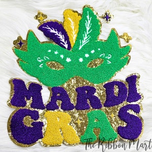 Mardi gras Chenille Patch Mardi gras Mask Iron on Patch