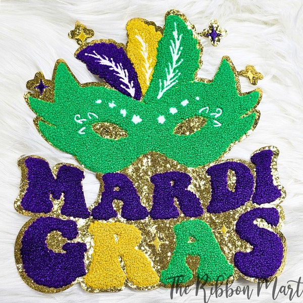 mardi gras patch sweatshirt