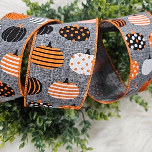 Halloween Pumpkin ribbon Patterned Pumpkin Ribbon Halloween Ribbon 2.5 Inch Pumpkin Orange Black Ribbon