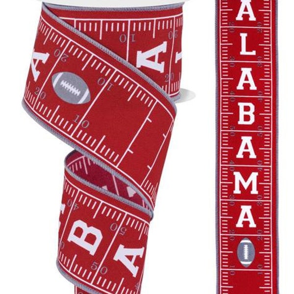 Alabama Ribbon Roll Tide Football Ribbon Roll Tide Ribbon  2.5 Inch Wired Ribbon