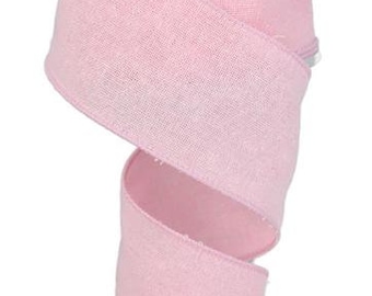 Pink Ribbon Pink Fuzzy Cotton Wired Ribbon 2.5 Inch Wreath Ribbon Pink