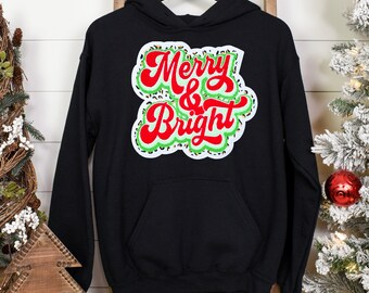 Merry and Bright Chenille Patch Iron on Patch Large Christmas Chenille Patch Christmas Iron on Patch