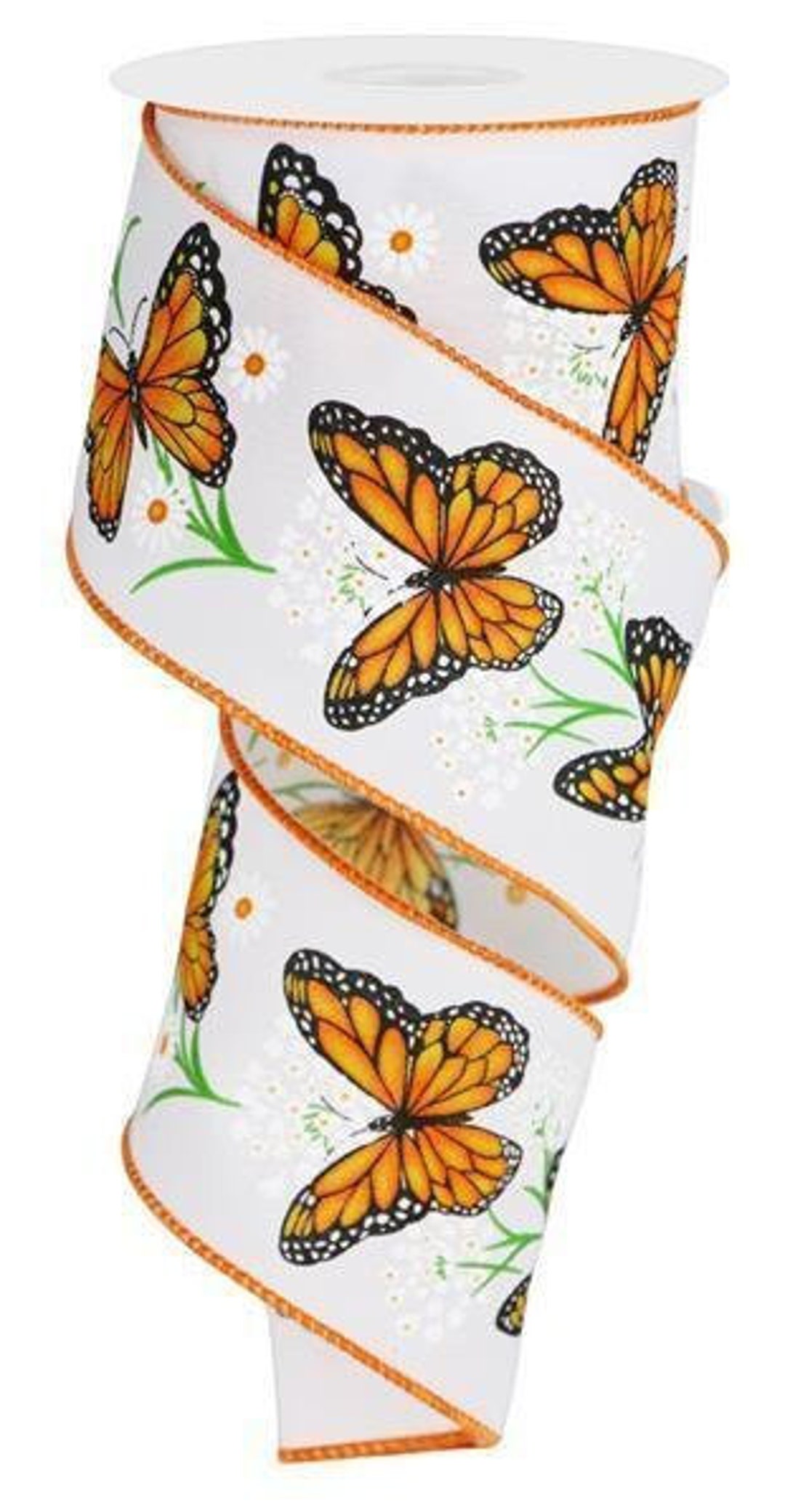Butterfly Ribbon Monarch Butterfly Ribbon White 2.5 Incj Ribbon - Etsy