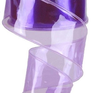 Purple PVC Ribbon Clear Lavender Purple Jelly Ribbon 2.5 Inch wired ribbon