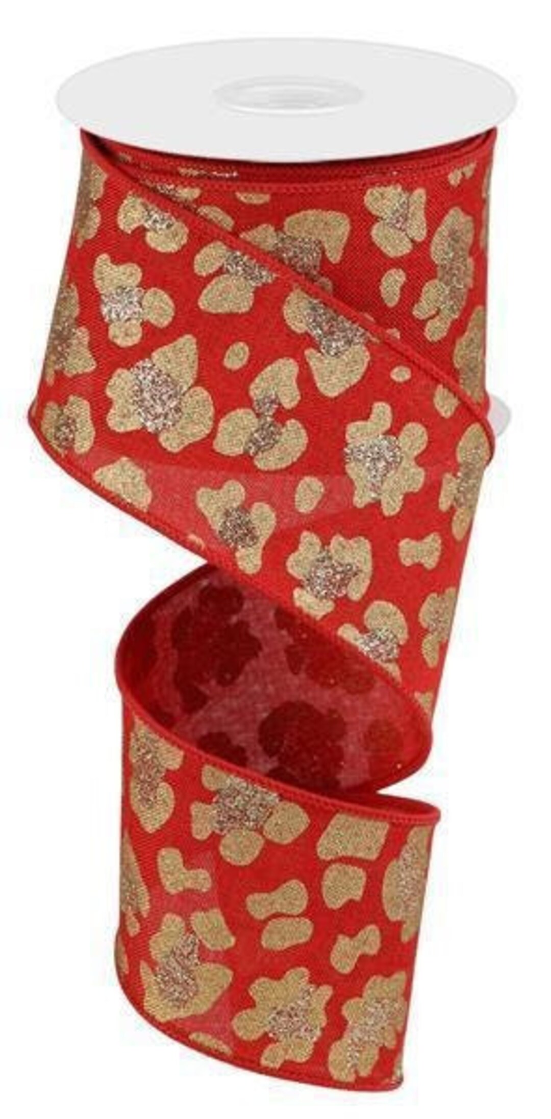 Leopard Print Velvet Ribbon - 2.5 Inch Cheetah Pattern Craft Ribbon For DIY Decor (10 Yards)