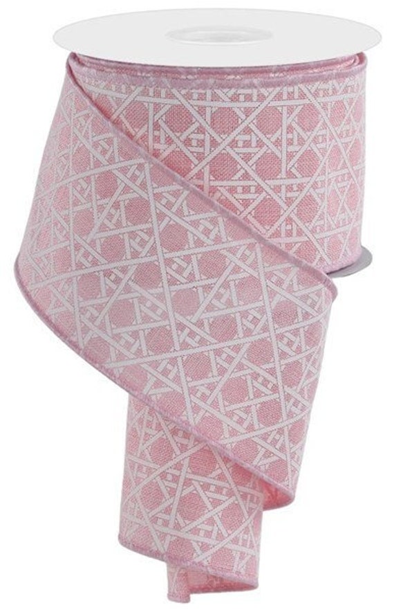 Pink Ribbon Pink Basket Weave Ribbon Pink Wired Ribbon Light Pink Wired Ribbon Spring Easter Baby Shower Ribbon 2.5 Inch