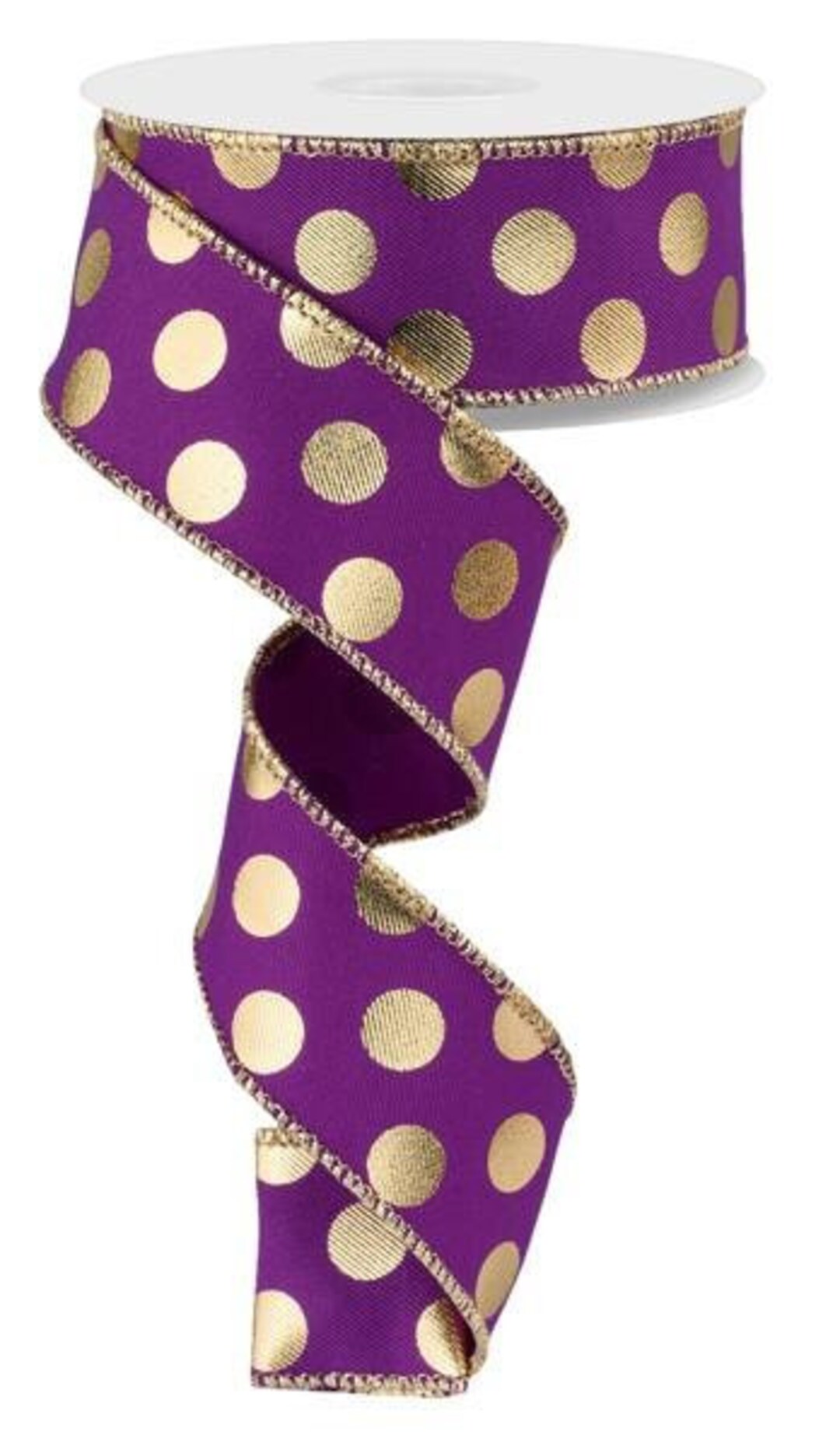 Purple Gold Dot Ribbon Purple Gold Metallic Dot Ribbon 1.5 Etsy