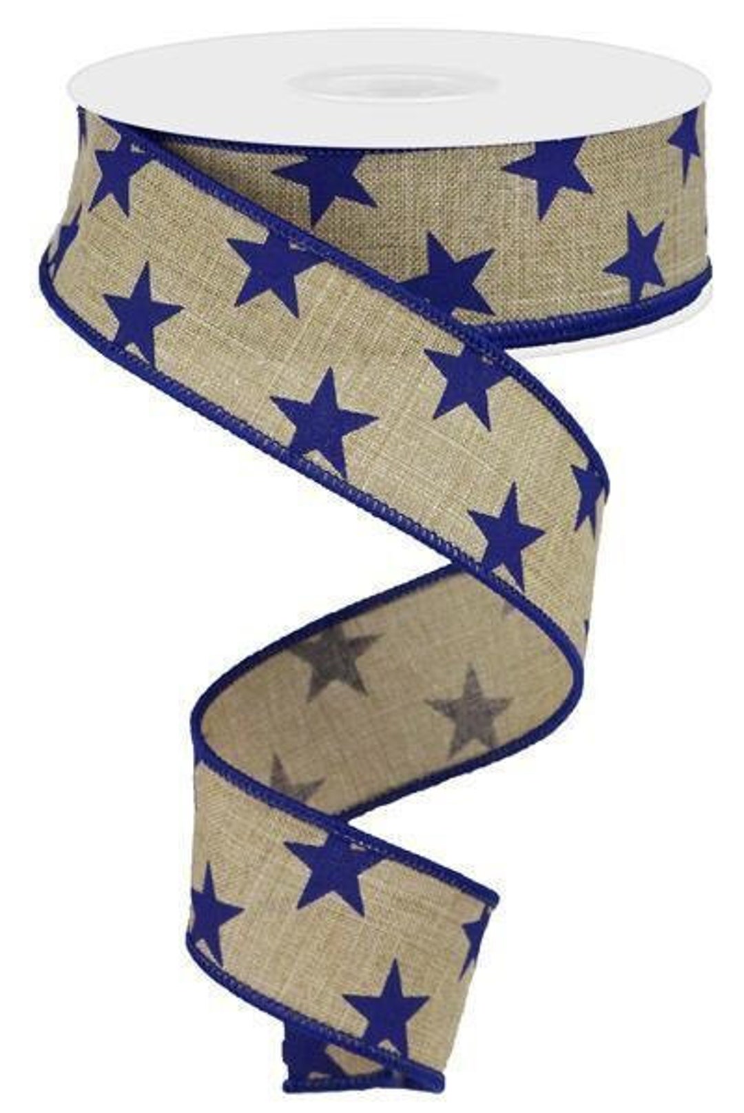Star Ribbon Patriotic Ribbon Navy Star Wired Ribbon Navy Burlap Stars ...