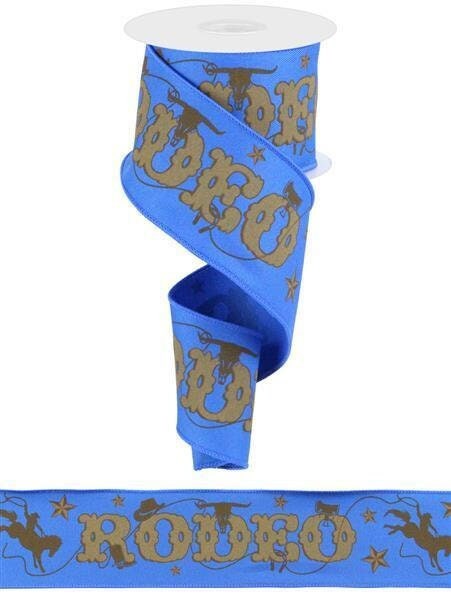 Blue Rodeo Ribbon Western Ribbon Cowboy Ribbon Wired Ribbon | Etsy